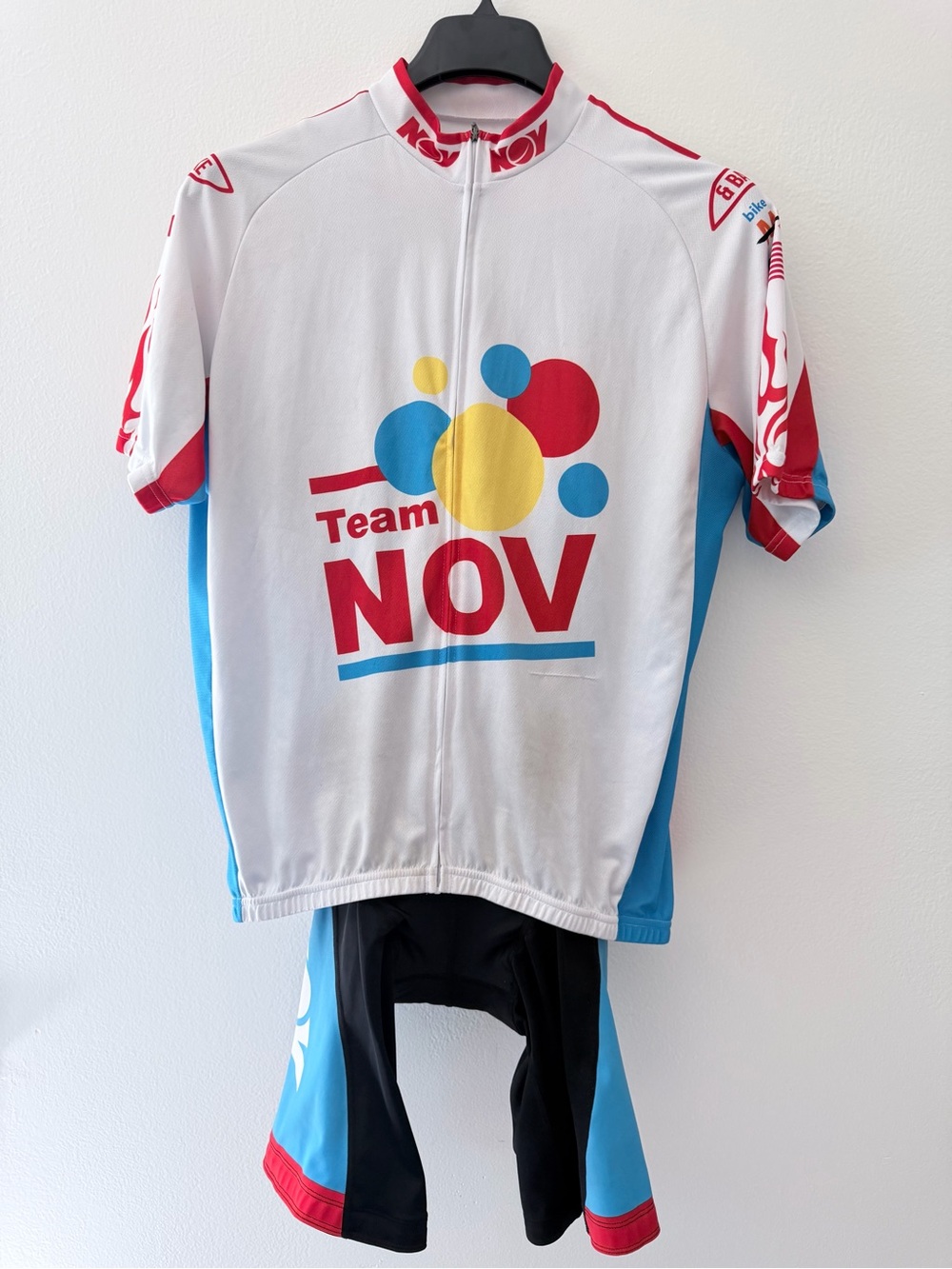 Primal Team NOV Mens XL Cycling Jersey Bib Shorts Set Padded Full Zip Bike
